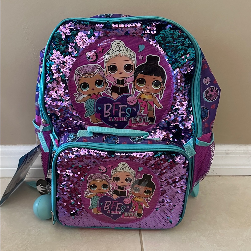 L.O.L. Surprise! Purple and Teal Sequin Backpack